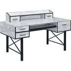 Acme Safea Wooden Storage Computer Desk in Antique White and Black