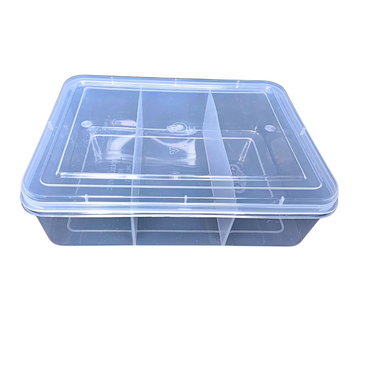 AANIJ Multipurpose Plastic Storage Box Organizer with Fix Dividers 3 Grids Pack of 1 Transparent for Multi Use at Home, Office, 