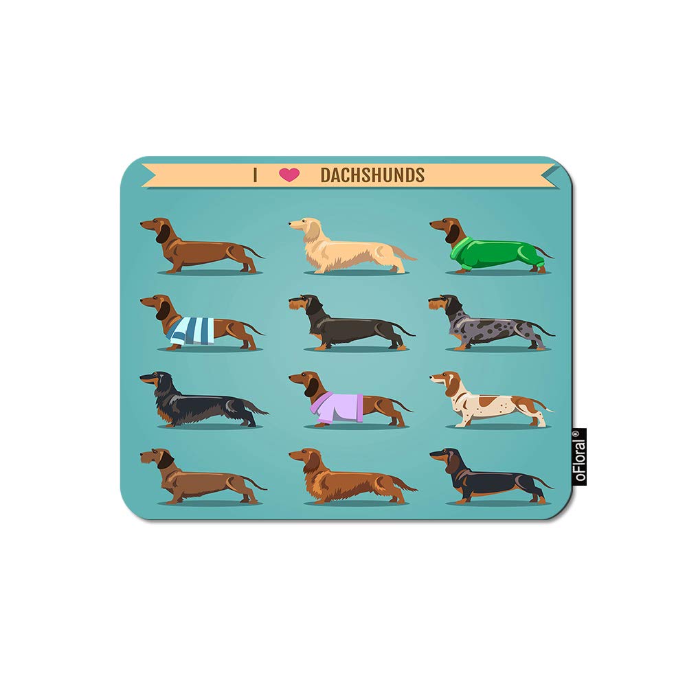 Ofloral Dachshund Dog Gaming Mouse Pad I Love Dachshunds Letter Brown Black Green Dogs Decorative Mousepad Rubber Base Home Deco