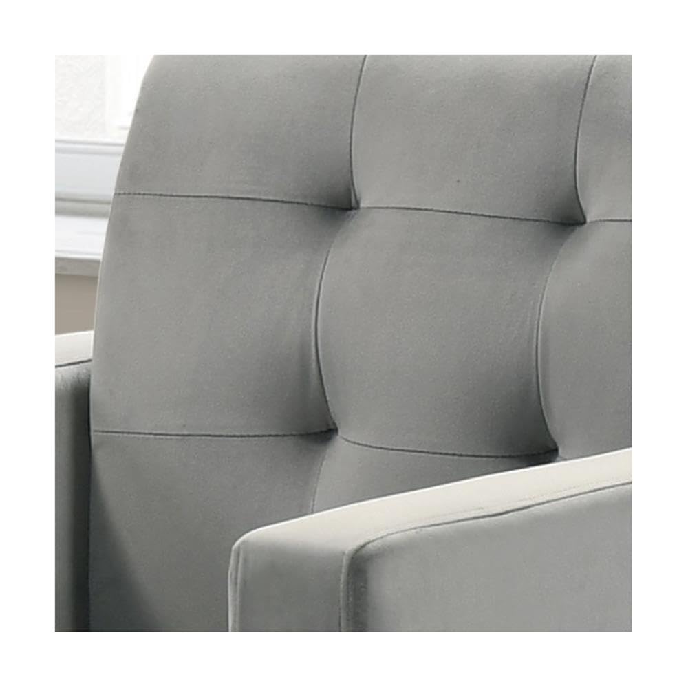 Lilola Home Hale Light Gray Velvet Accent Armchair with Tufting