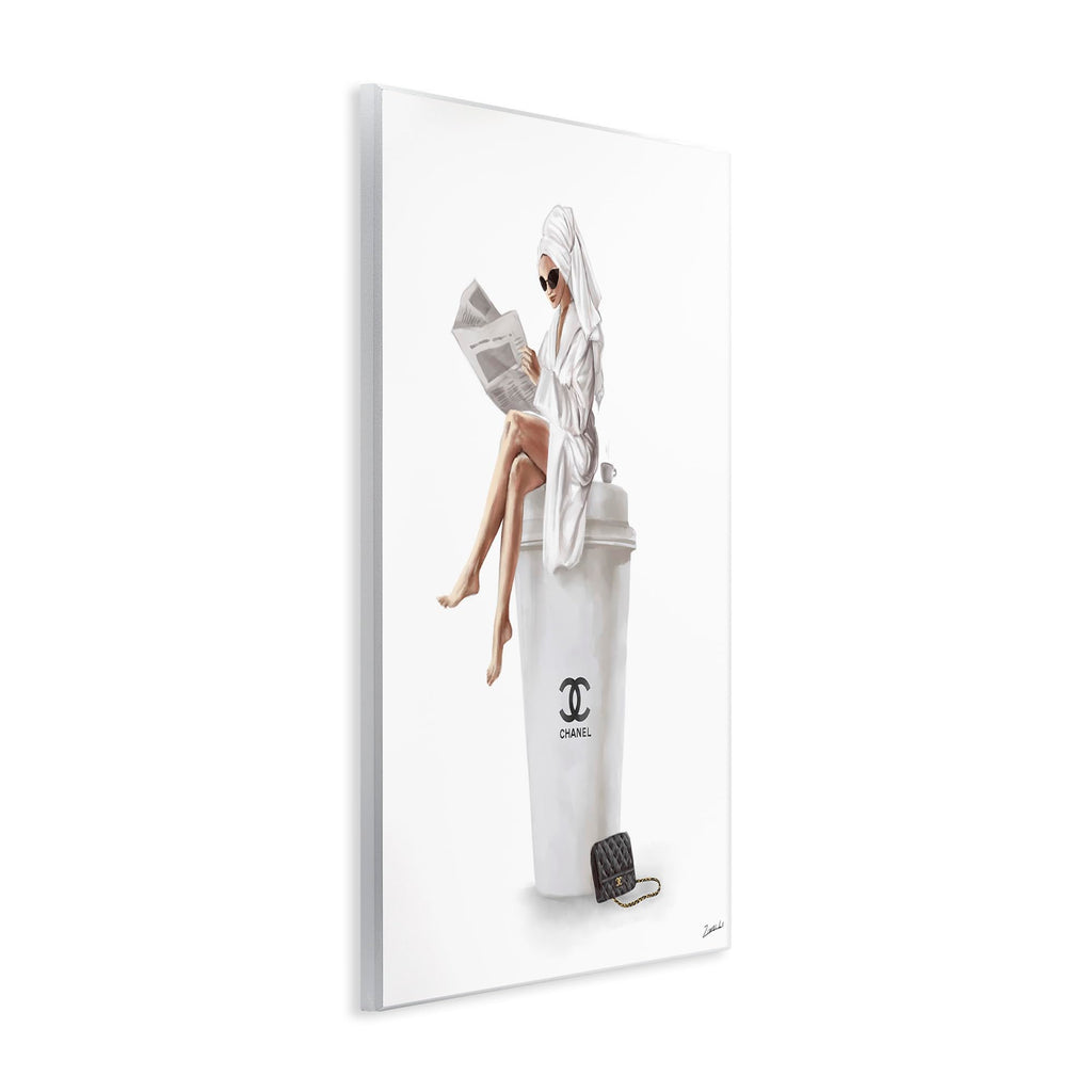 Stupell Industries Chic Fashion Coffee And Purse Female Robe Pose, Designed By Ziwei Li Art, 13 X 19, Wall Plaque