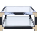 Acme Lafty 54" Glass Top Coffee Table in White Brushed and Black