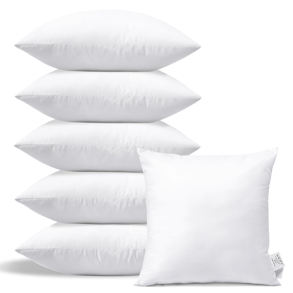 Otostar Pack Of 6 Throw Pillow Inserts, 18 X 18 Square Cushion Inner Soft Fluffy Plump Stuffer Cushion Pads White Decorative Pillow Inserts