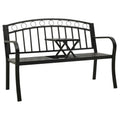 vidaXL Patio Bench with Built-in Table, Industrial Style, Weather-Resistant Powder-Coated Steel Garden Furniture - Black, 49.2 i