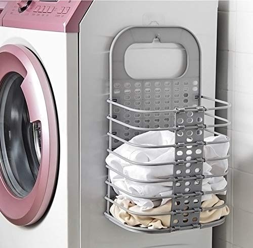 GION Wall Mounted Portable Bathroom Hanging Mesh Laundry Basket Plastic Toiletry Organization Washing Bin Laundry Hamper Bag for