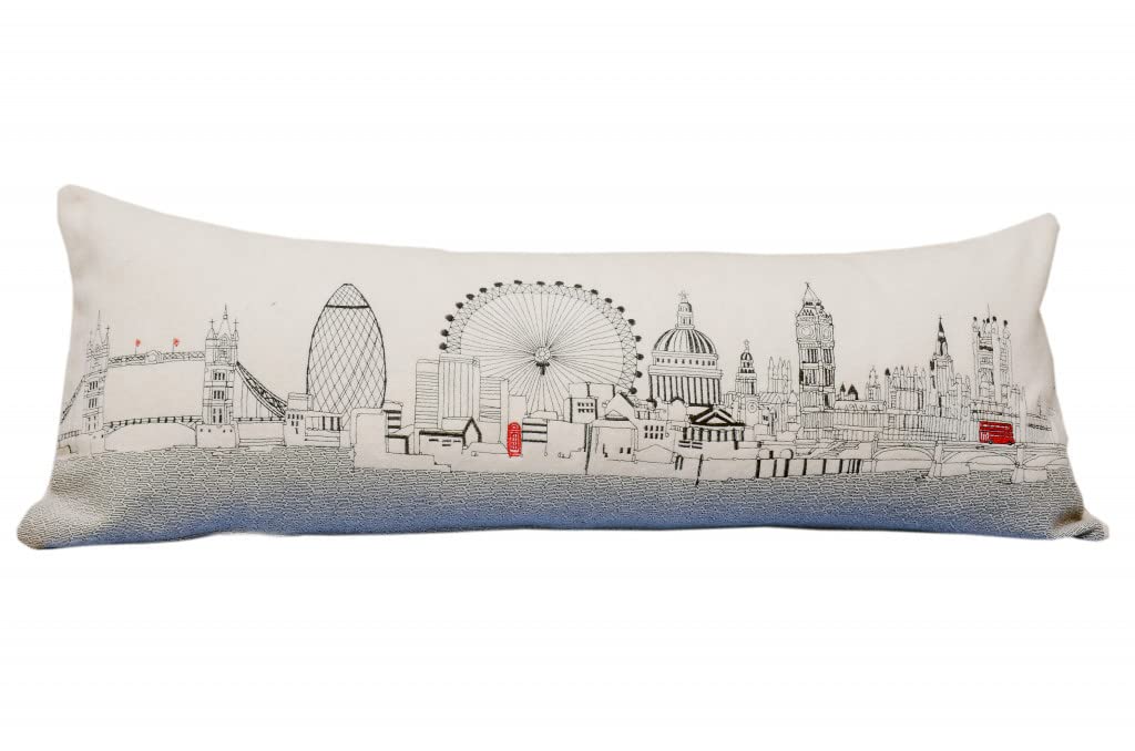 HomeRoots Cream 35' White London Daylight Skyline Lumbar Decorative Pillow