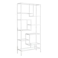 Monarch Specialties 7159 Bookshelf, Bookcase, Etagere, Office, Bedroom, Metal, Tempered, Contemporary, Modern Bookcase-72, 32 L 