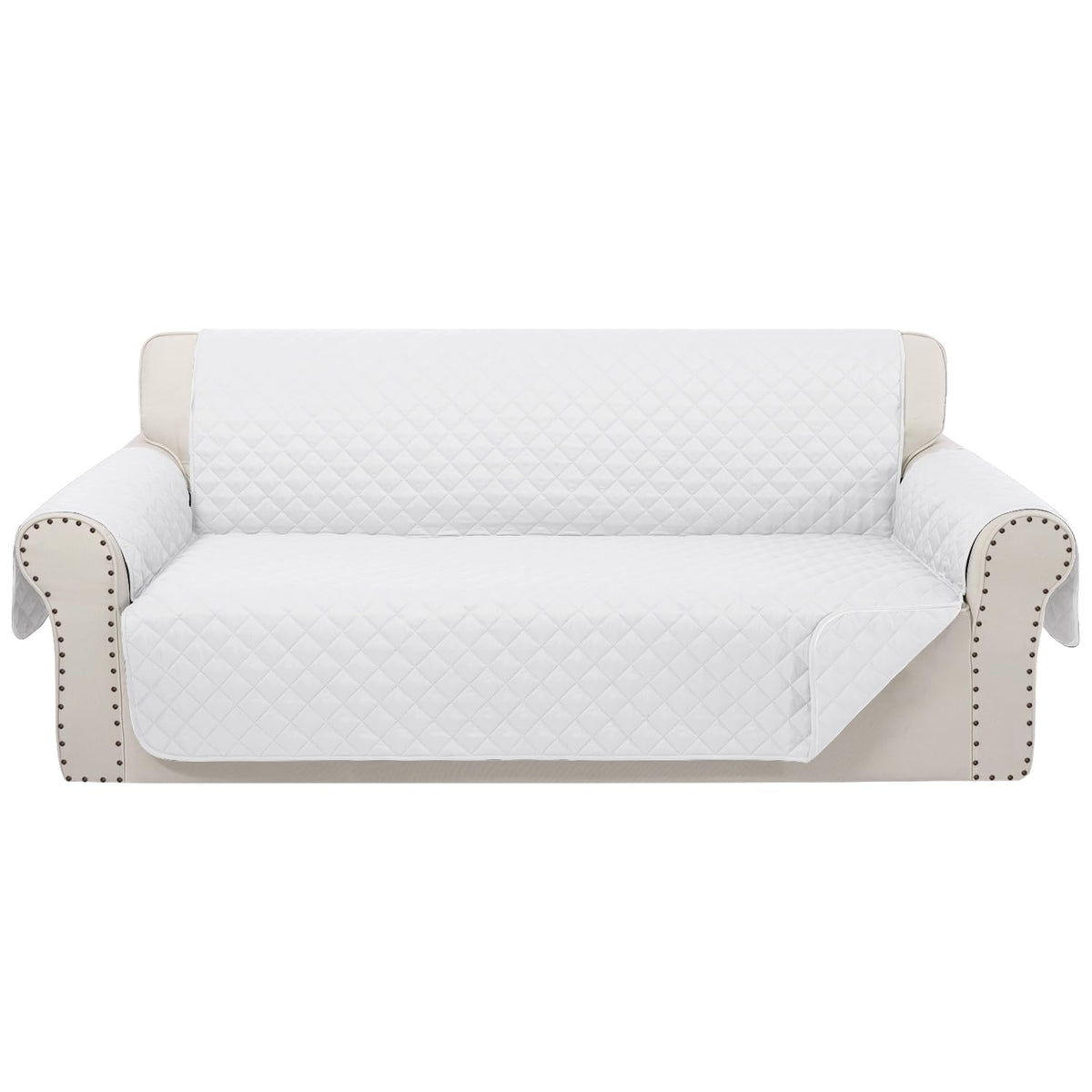 Luxshare Home Reversible Sofa Covers Couch Cover Furniture Protector For Dogs Elastic Straps Water Resistant(Sofa,White/White)