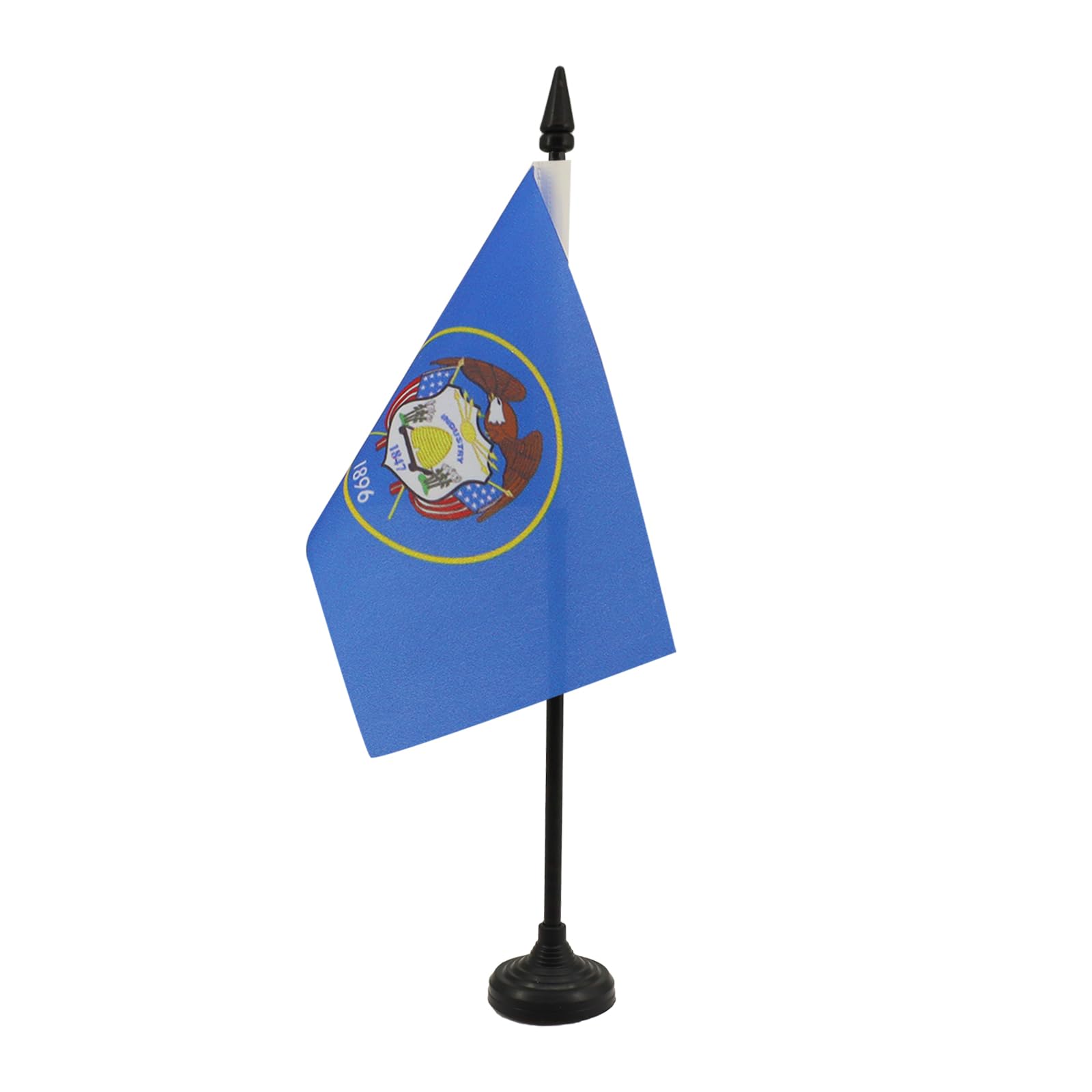 Utah Table Flag 4' X 6' - Us State Of Utah Desk Flag 15 X 10 Cm - Black Plastic Stick And Base - Az Flag