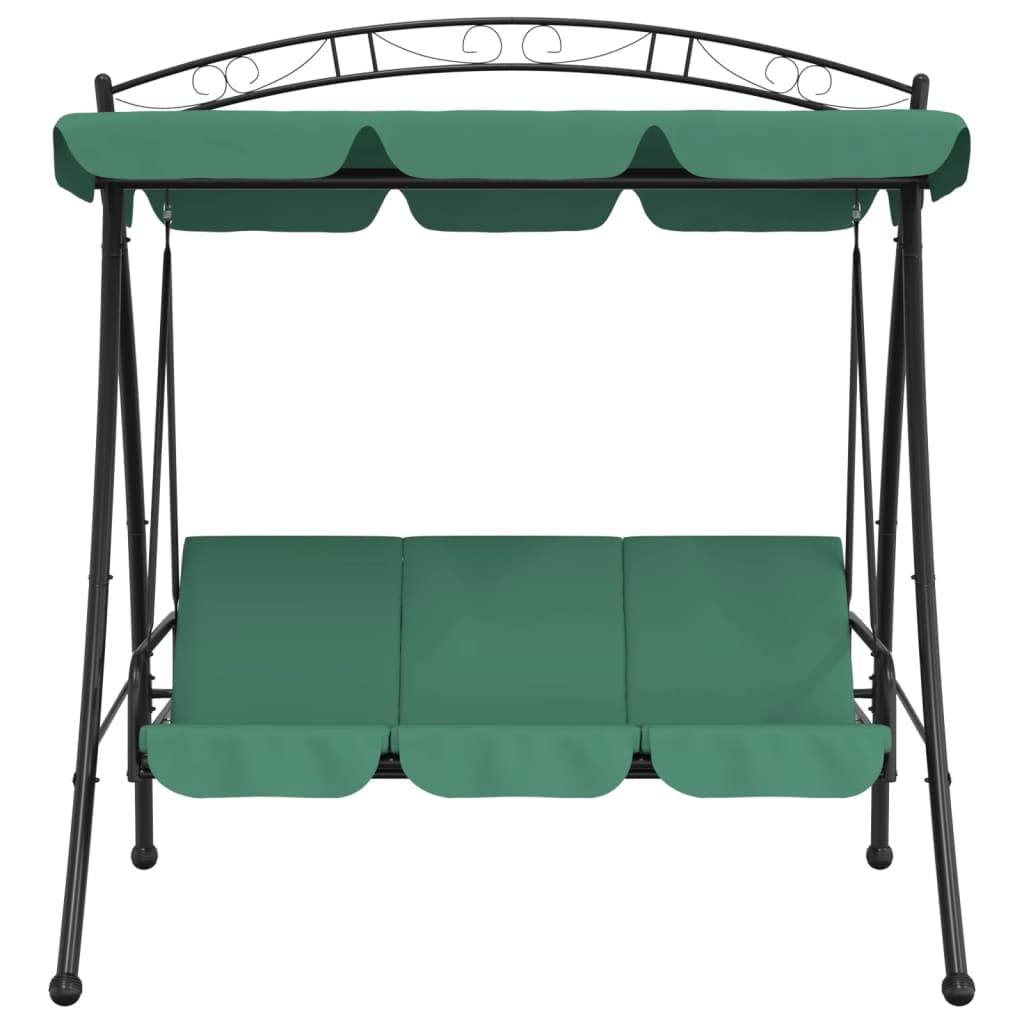 Vidaxl Green Garden Swing Bench With Canopy And Convertible Bed - Durable Oxford Fabric And Powder-Coated Steel Outdoor Furniture