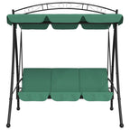 Vidaxl Green Garden Swing Bench With Canopy And Convertible Bed - Durable Oxford Fabric And Powder-Coated Steel Outdoor Furniture