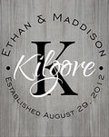 Personalized Printed Wood Family Name Sign With Established Date And Monogram 16x20