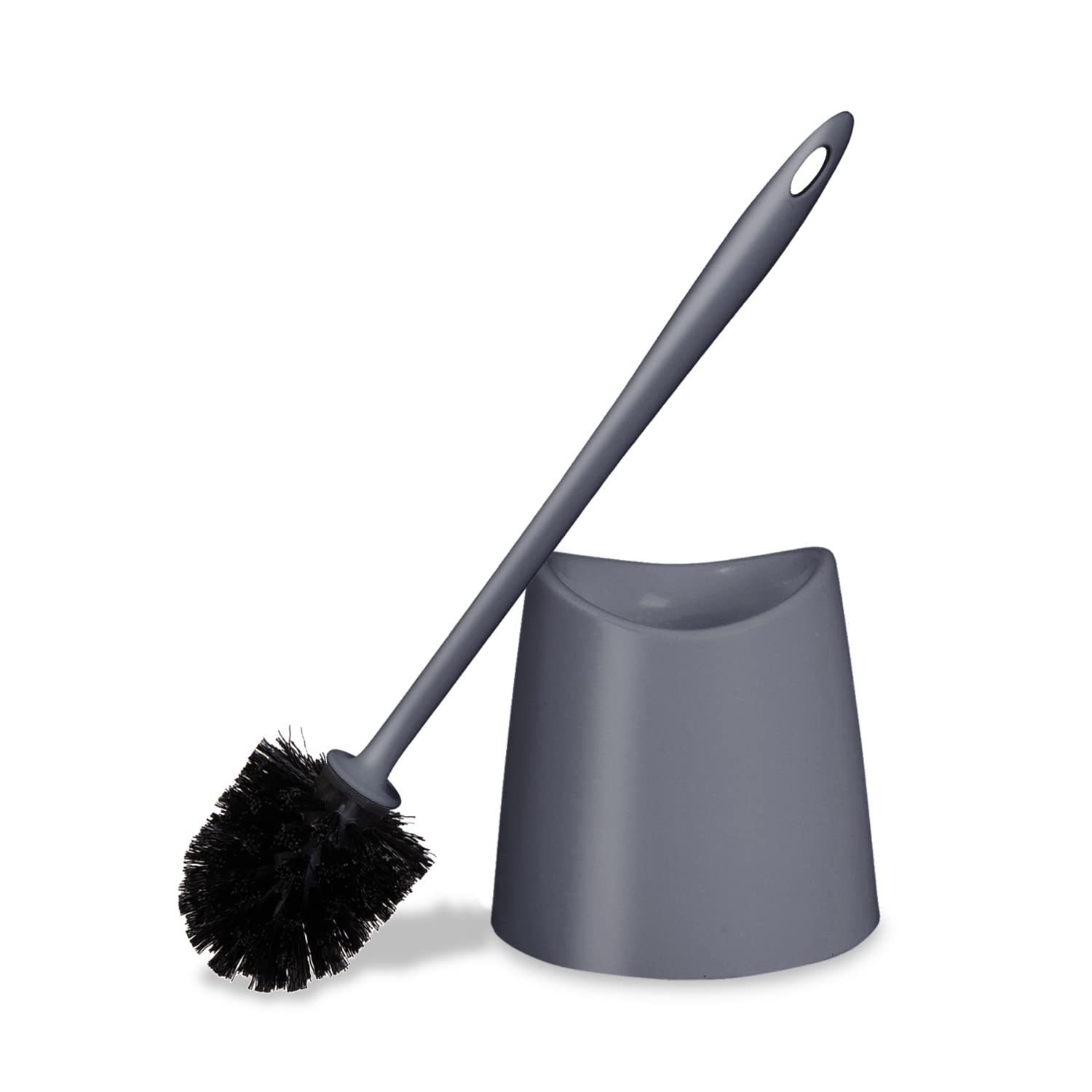 Toilet Brush Cleaner and Holder Grey Toilet Bowl Cleaner Brush with Scrubbing Wand, Brush and Storage Caddy for Easy Bathroom Cl