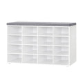 Dinzi Lvj Shoe Storage Bench With Cushion, 16-Cubby Shoe Rack, Adjustable Shelves, Multifunctional Shoe Organizer Bench For Entryway, Mudroom, Hallway, Living Room, Bedroom And Garage, White