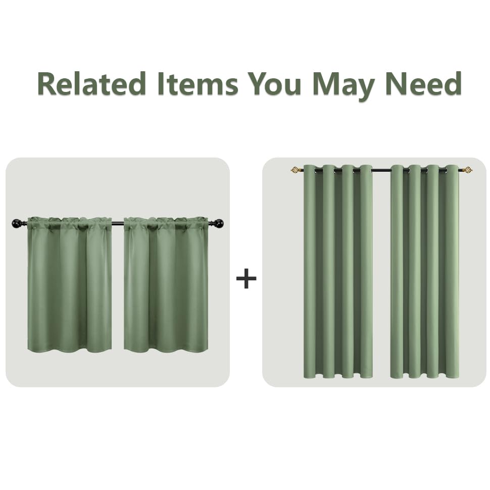 Mrs.Naturall Sage Green Curtains 102 Inches Long For Living Room 2 Panels Set,Heat Blocking Thermal Insulated Boho Blackout Grom