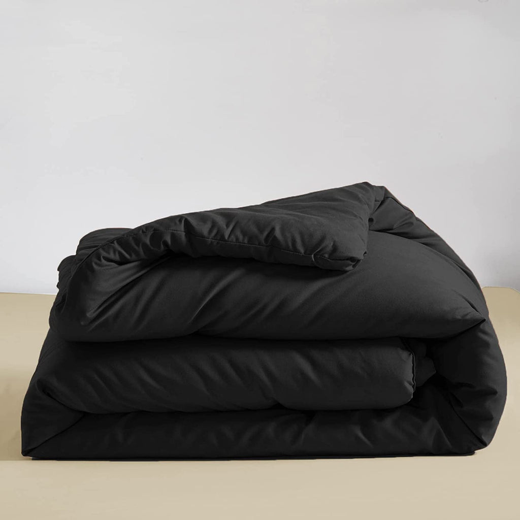Luxlovery Black California King Comforters Set Women Men Solid Black Bedding Comforter Set Cal King Soft Breathable Lightweight