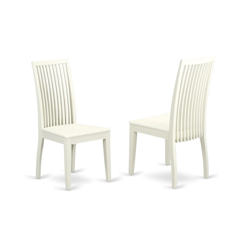 East West Furniture Anip3-Lwh-W 3 Piece Modern Dining Table Set Contains A Round Kitchen Table With Pedestal And 2 Dining Room Chairs, 36X36 Inch, Linen White