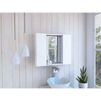 Medicine Single Door Cabinet with Two External Shelves and Three Interior Shelves, 18" H, White, Bathroom
