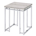 Acme Chafik Square Wooden Top End Table in Natural Oak and Chrome