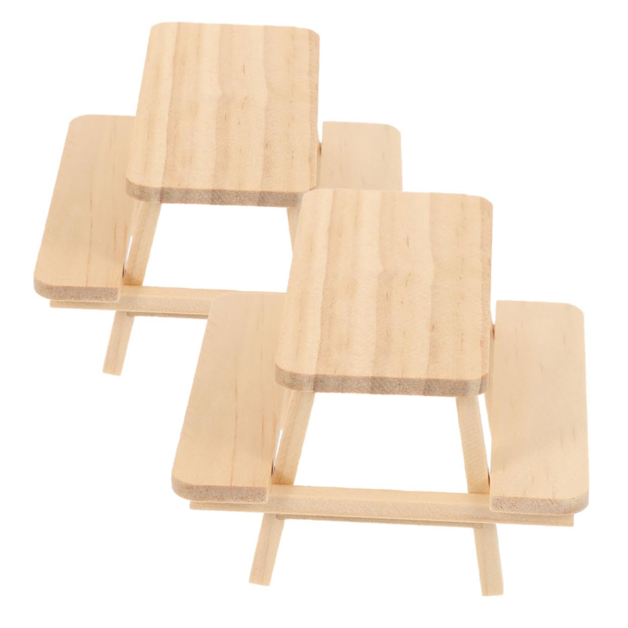 Vaguelly 2pcs Miniature Wooden Dollhouse Furniture Picnic Table Chair Bench for Projects for Creative Photography Room Decor Unf