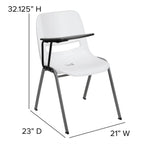 Flash Furniture Hercules White Ergonomic Shell Chair With Right Handed Flip-Up Tablet Arm
