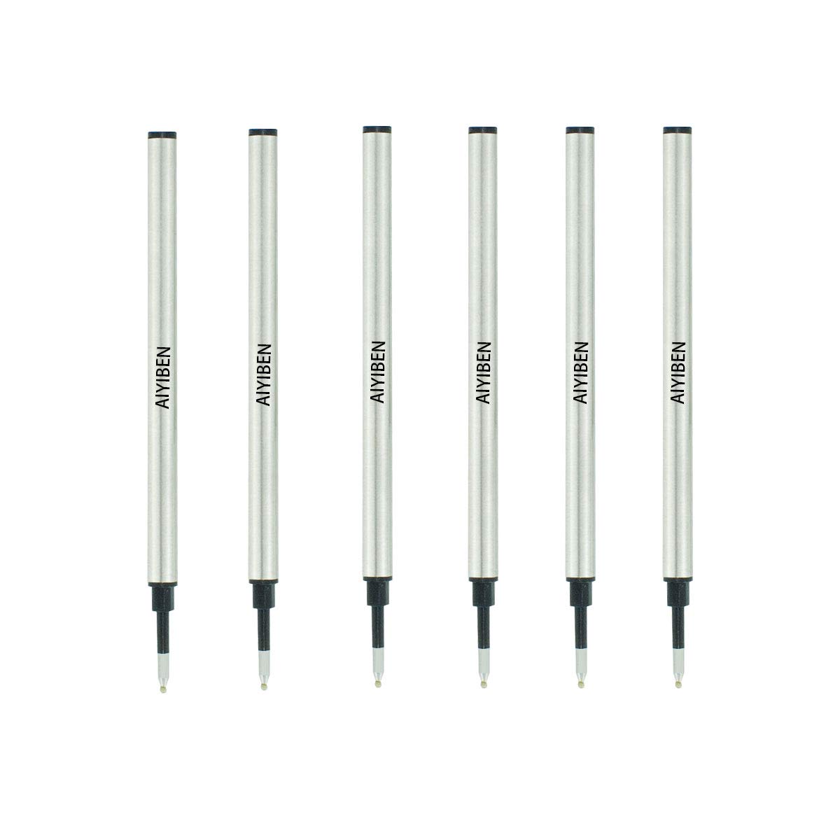 4.37 Inch Rollerball Pen Refills, Roller Ball Fine Point 0.5Mm, Black Ink Refill Pack Of Replaceable Pen Refills Medium Point (6