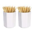 Sizikato 2pcs Simple Pure White Octagon Ceramic Toothpick Holder.