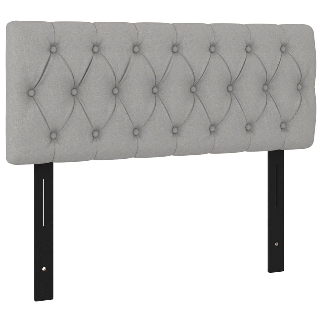 vidaXL Fabric Upholstered Headboard in Light Gray, Classic Design, Engineered & Solid Larch Wood, Foam Filled, 39.4"x2.8"x30.7"/34.6"