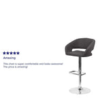 Flash Furniture Erik Comfortable & Stylish Contemporary Barstool with Rounded Mid-Back and Foot Rest, Adjustable Height - Charcoal Fabric with Chrome Base