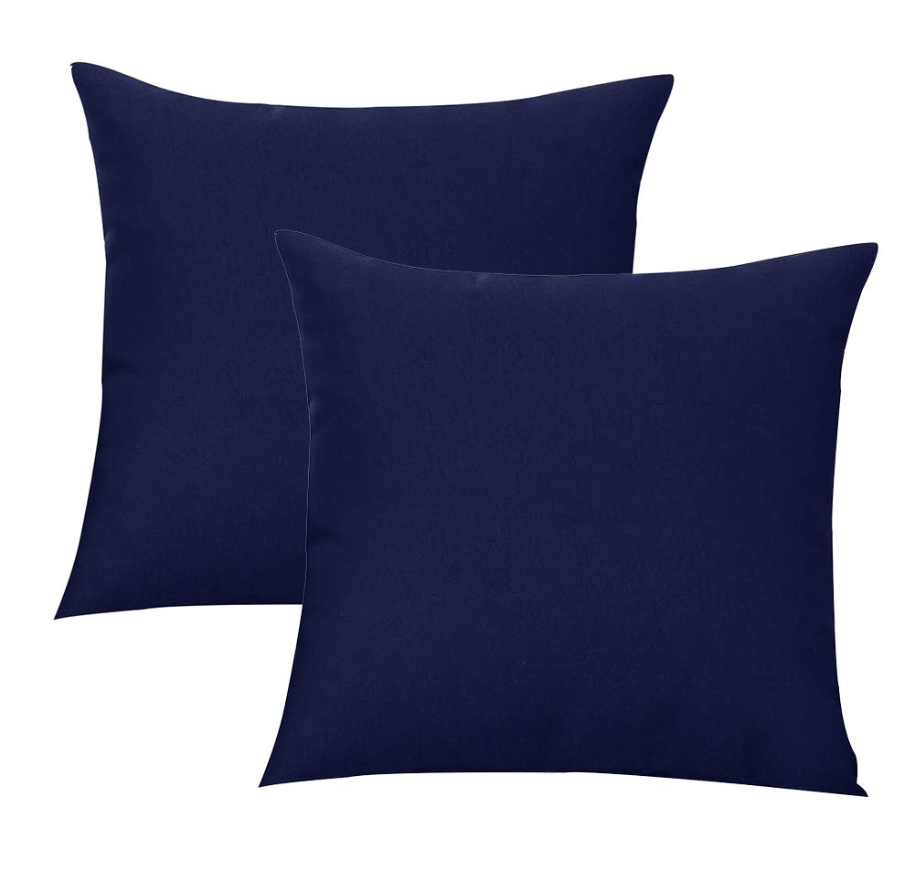 Augld 2Pack Outdoor/Indoor Throw Pillow Cover, Waterproof Solid Pillow Case Navy 20'X20'