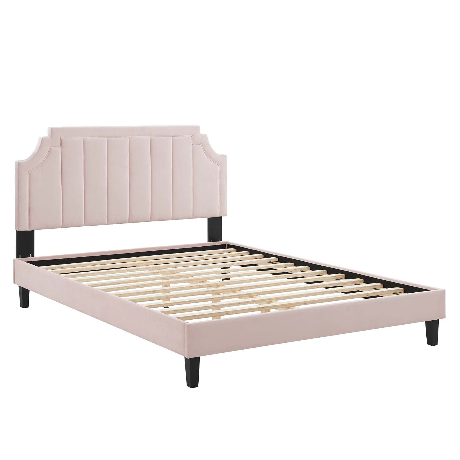 Modway MOD-6914-PNK Sienna Performance Velvet Full Platform Bed, Pink