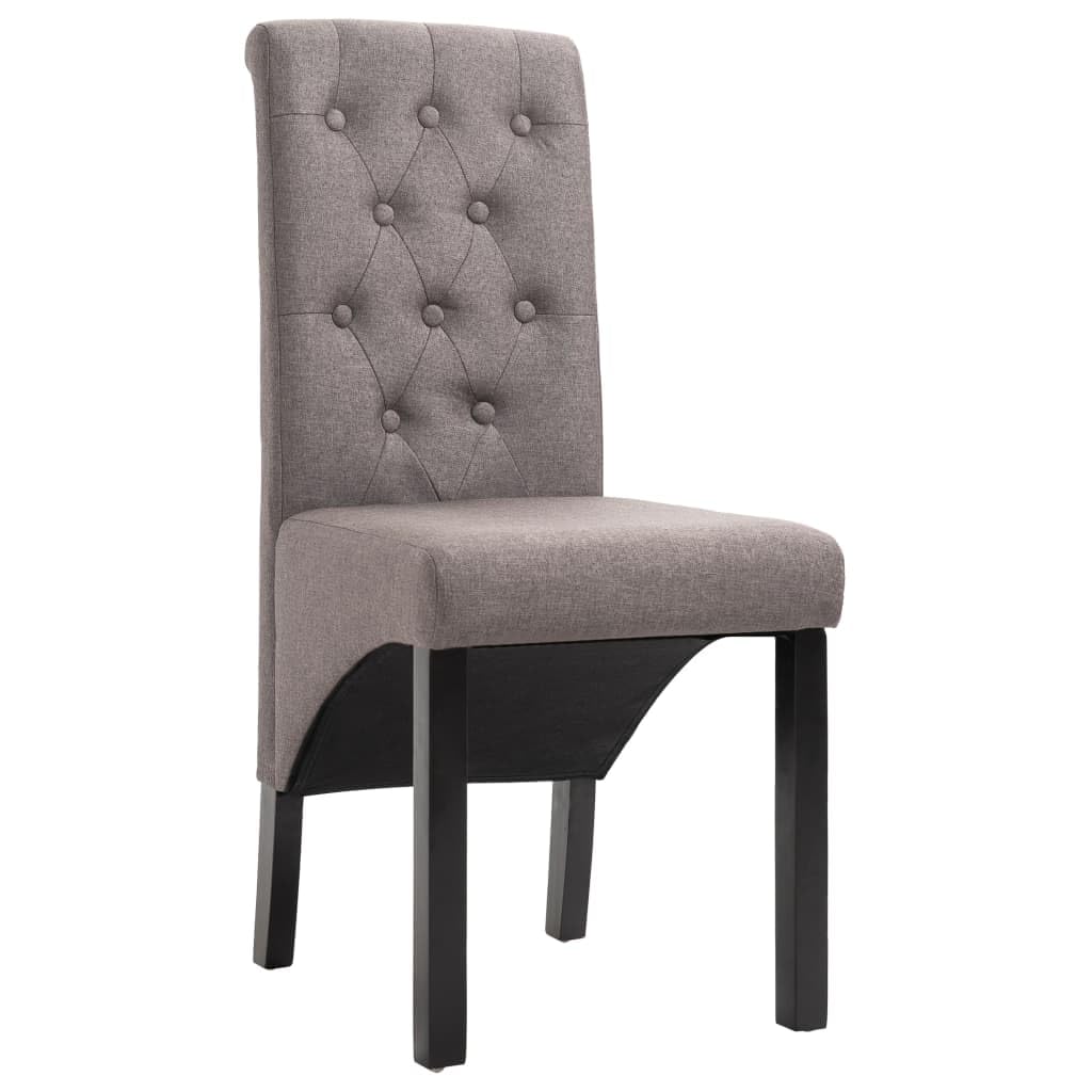 vidaXL Elegant Dining Chairs - Set of 2, Taupe Fabric Upholstery, Rubberwood Legs - Classic Design for Kitchen/Dining Room