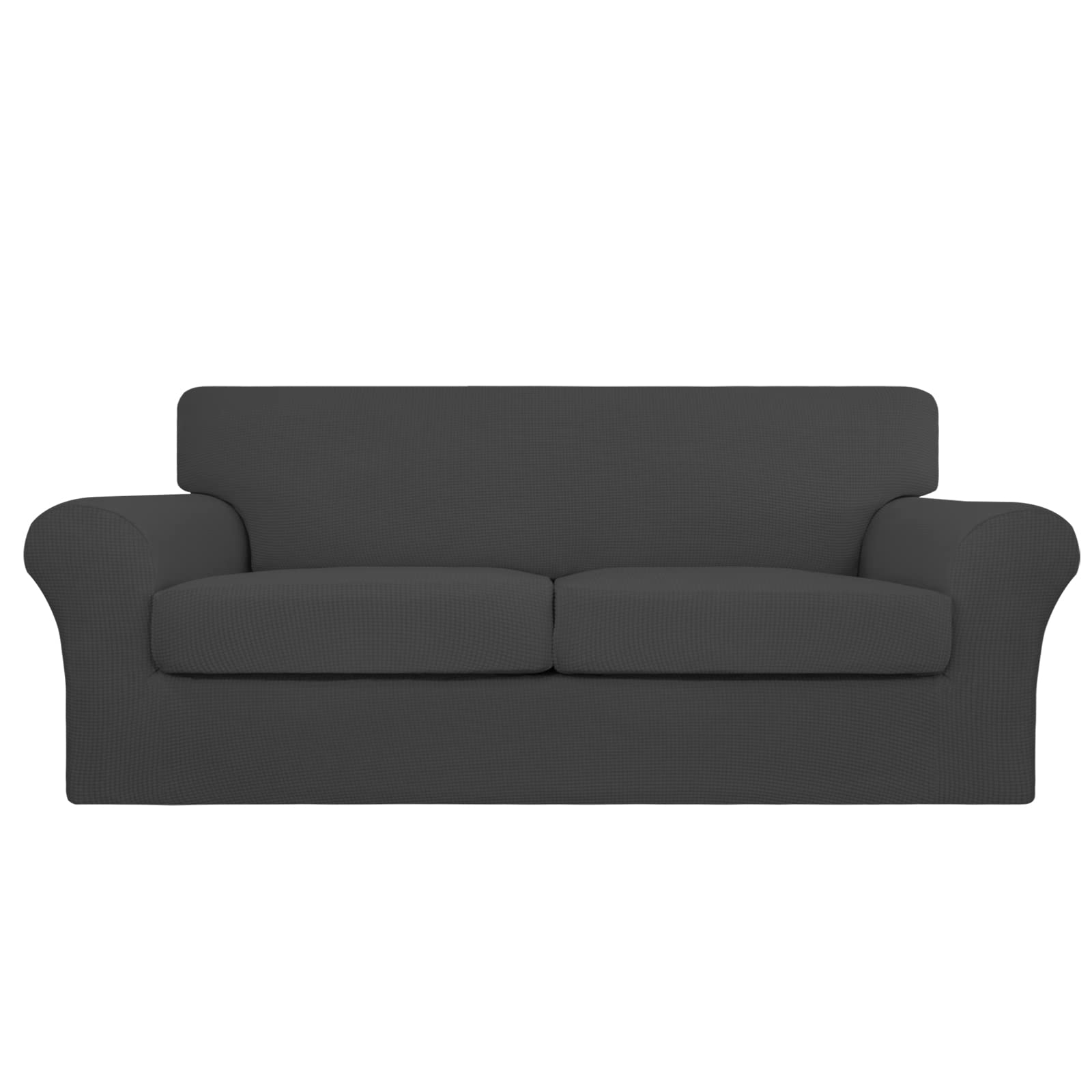 Easy-Going 3 Pieces Stretch Oversized Loveseat Couch Cover For 2 Cushion Couch Sofa Cover For Dogs Washable Sofa Slipcover Elastic Furniture Protector For Pets (Dark Gray, Oversized Loveseat)
