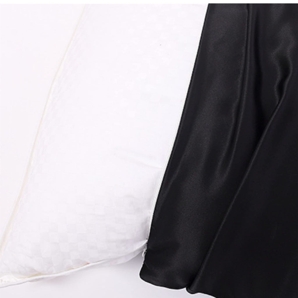 Organic Silk Pillowcase Black For Hair And Skin Made In Usa, 22 Momme Mulberry Silk Pillow Case With Zipper, 6A Grade Pure Natur