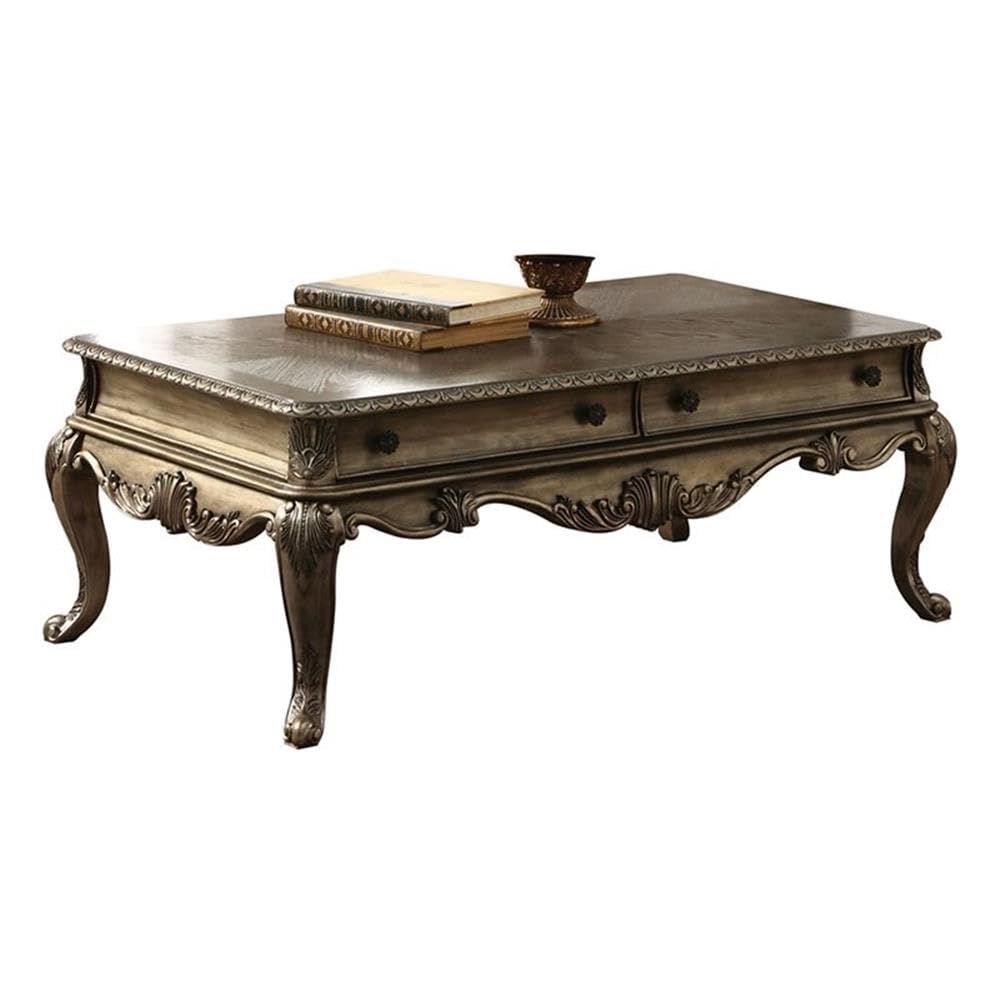 Acme Ragenardus 2-Drawer Wood Top Storage Coffee Table in Vintage Oak
