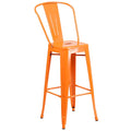 Flash Furniture Commercial Grade 30 High Orange Metal Indoor-Outdoor Barstool with Removable Back