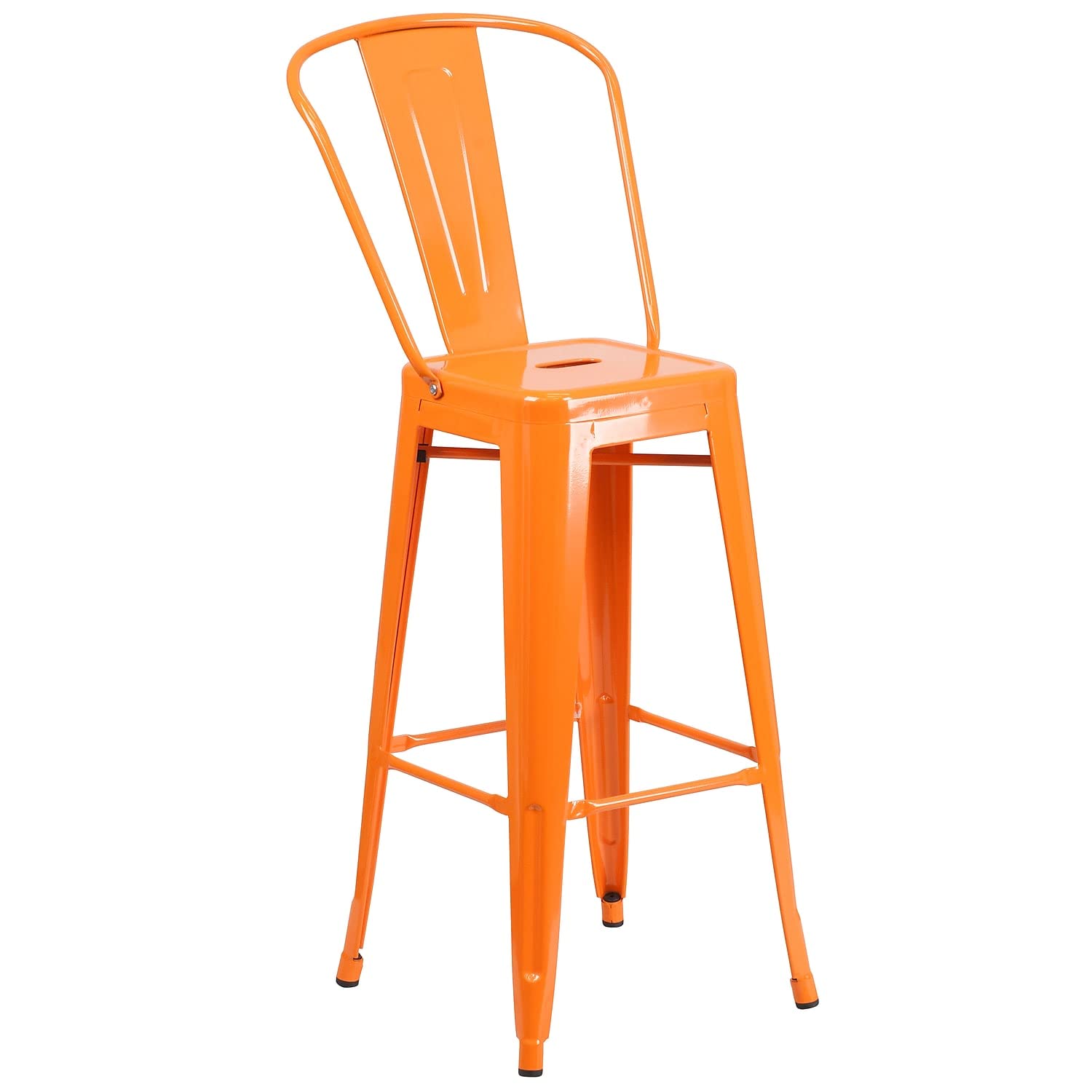 Flash Furniture Commercial Grade 30 High Orange Metal Indoor-Outdoor Barstool with Removable Back