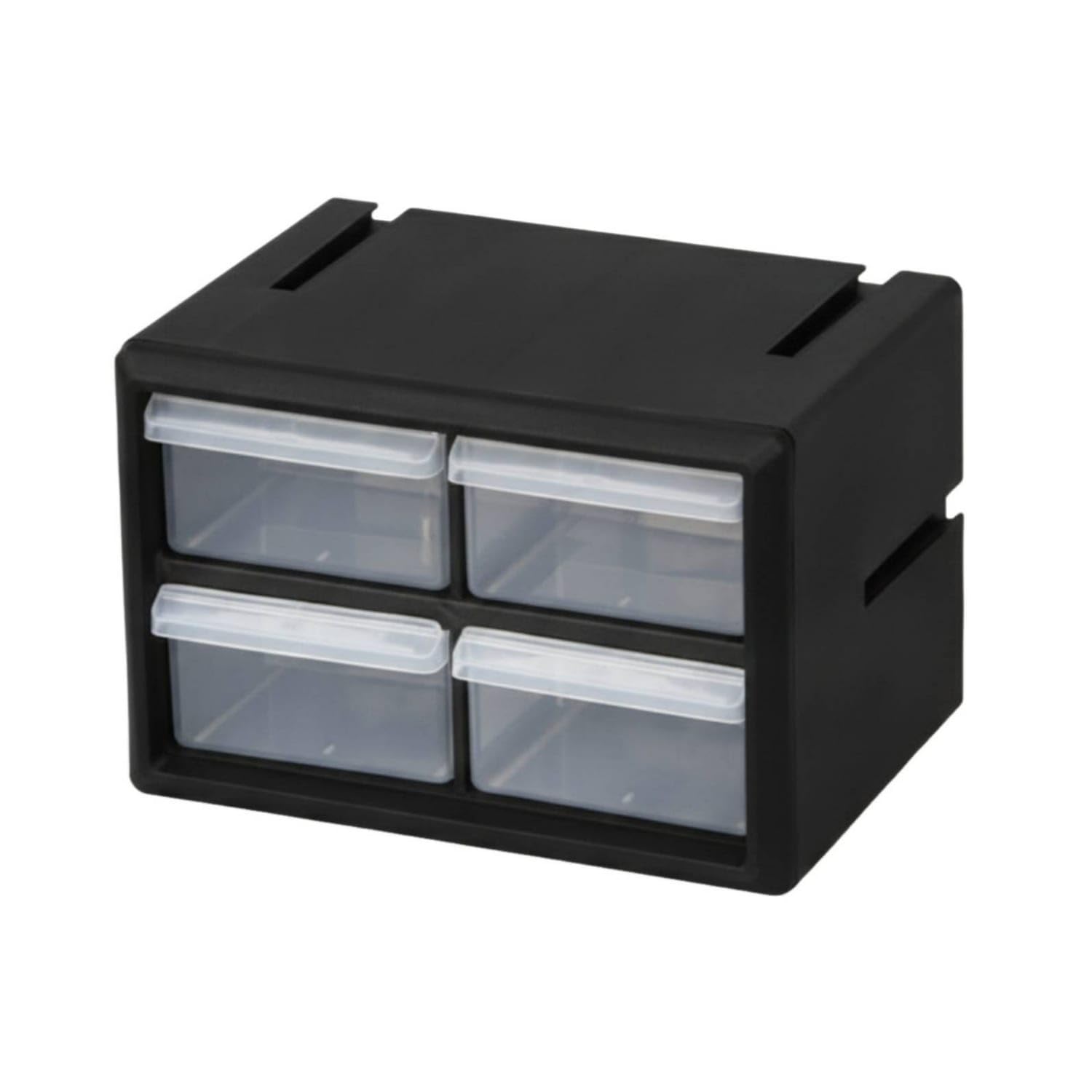 Ujeavette Removable Divider TransparentFront Drawer Cabinet Black Plastic Drawer Cabinet, S Combo Xl 4Dr
