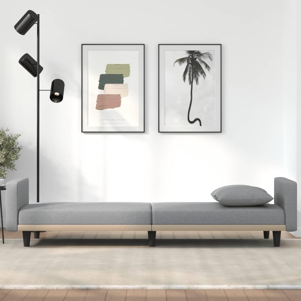 vidalXL Modern Light Gray Fabric Sofa Bed with Detachable Cushions, Plywood Frame, Comfort Foam Filling, 86.6"x35"x27.6"