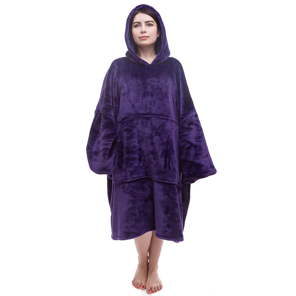 Miss Mila Wearable Blanket Hoodie,Extra Long & Warm Suggies For Women Men Adult,Pullover Hoodie Blanket With Sleeves And Giant P