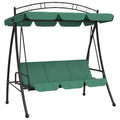 Vidaxl Green Garden Swing Bench With Canopy And Convertible Bed - Durable Oxford Fabric And Powder-Coated Steel Outdoor Furniture