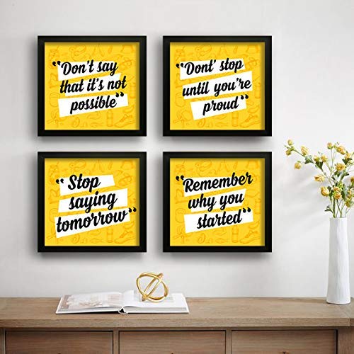 Saf Paintings Set Of 4 Stop Saying Tomorrow Motivational Uv Coated Home Decorative Gift Item Framed Painting 19 Inch X 19 Inch S