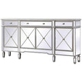 Elegant Decor Contempo 4 Door 72' Mirrored Sideboard In Antique Silver
