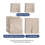 Extra Deep Pocket Split King Sheets - 5 Piece Breathable & Cooling Bed Sheets - Hotel Luxury Bed Sheet Set - Soft, Wrinkle Free & Comfy - Easily Fits Extra Deep Mattresses - Deep Pocket Wheat Sheets