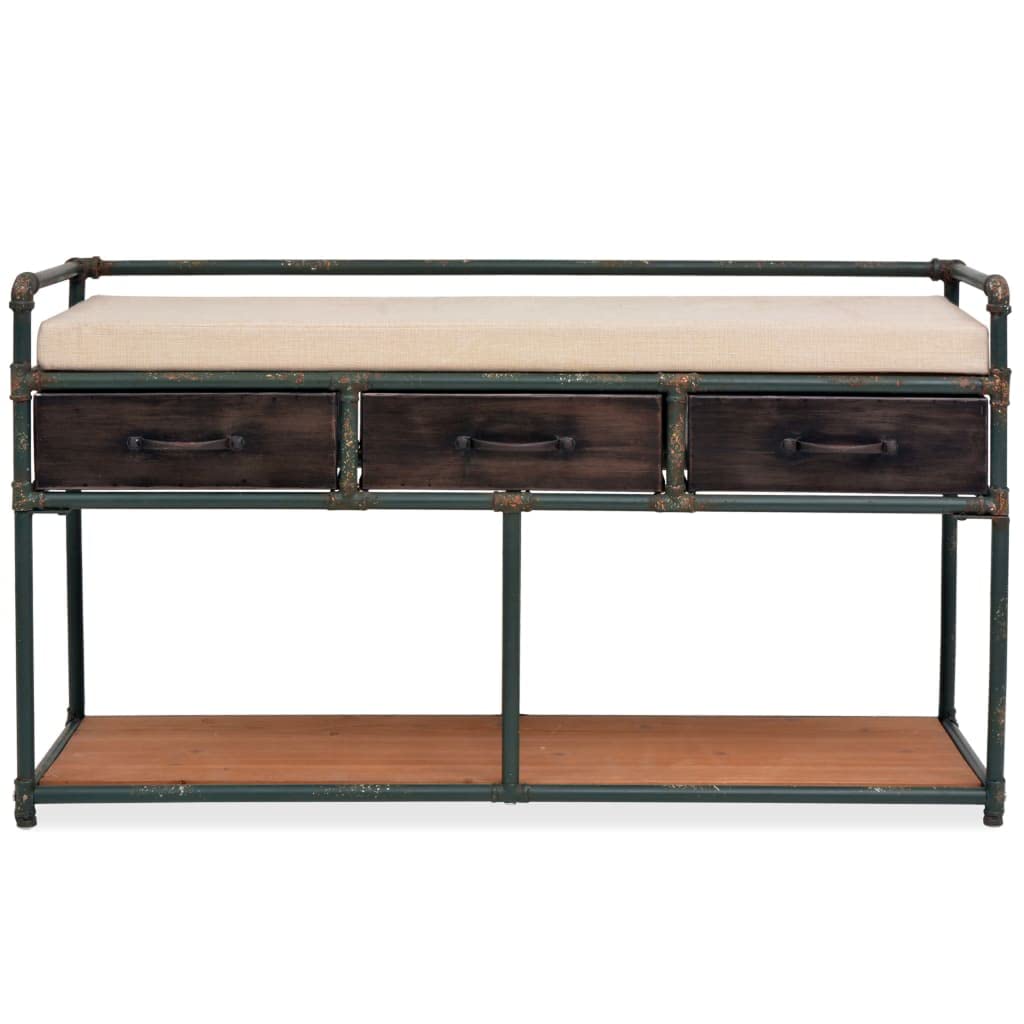vidaXL Storage Bench with Cushion 42.3"x13.6"x23.2"