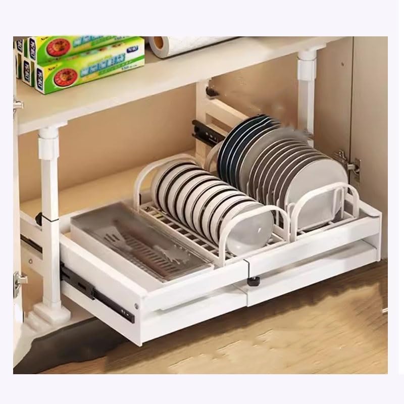 Deoxys Pull Out Cabinet Organizer, Heavy Duty Slide Out Pantry Shelves, ChromePlated Steel Roll Out Drawers, Sliding Drawer Sto
