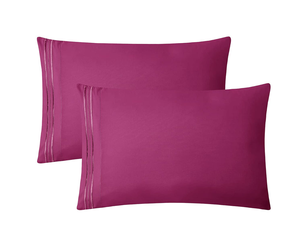 Clara Clark Bed Sheets, Premier 1800 Series 4 Piece Bed Sheet Set, Deep Pocket, Wrinkle, Fade, Stain Resistant, Luxury Soft Bedding Sheets & Pillowcases, King, Magenta