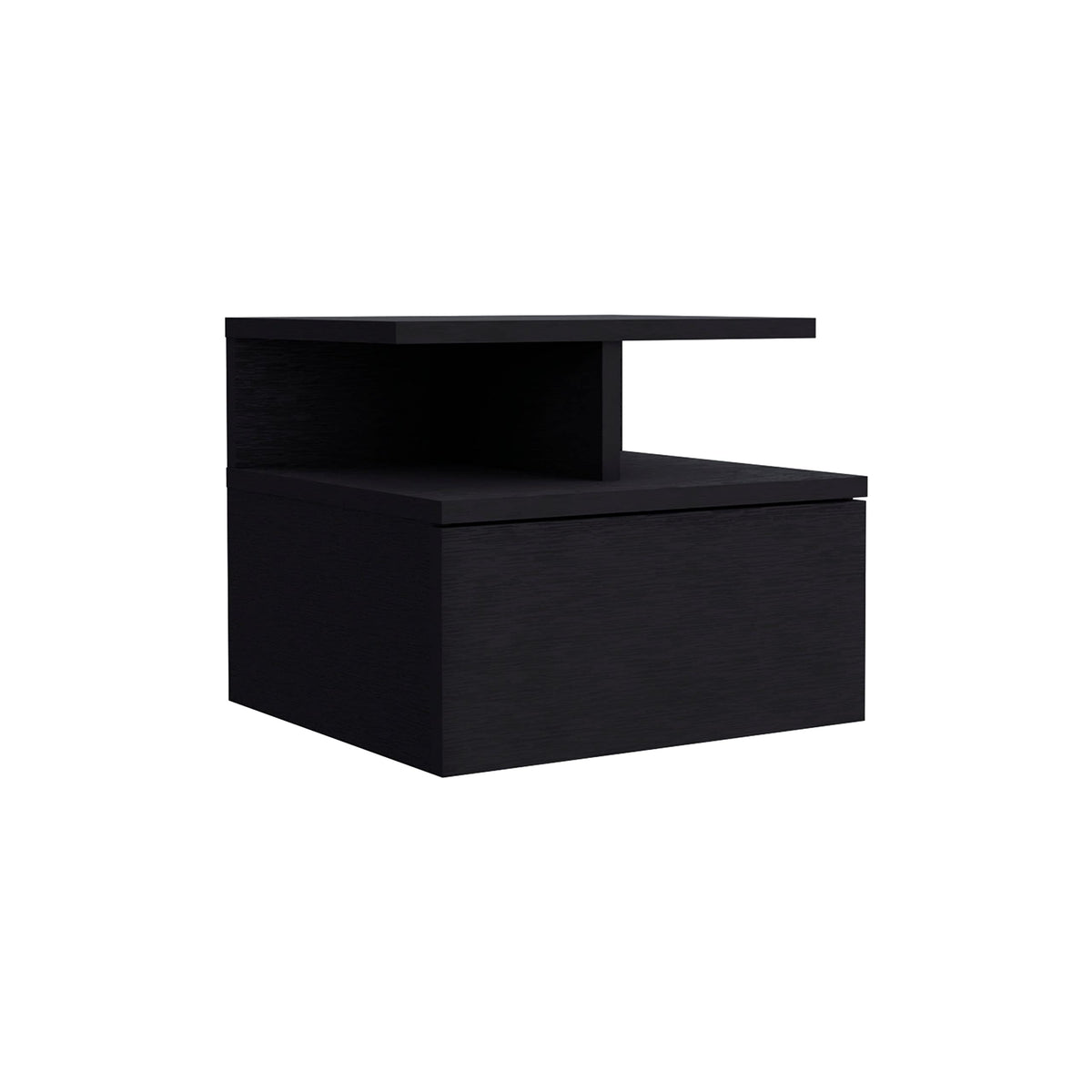Depot E-Shop Floating Nightstand, Wall Mounted, Single Drawer, 2-Tier Shelf, Black, 12&Quot; H X 14.01&Quot; W X 13.22&Quot; D