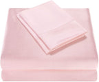 Homiest 5Pcs Satin Split King Sheets Sets For Adjustable Bed, Luxury Silky Satin Bedding Set With Deep Pocket, 2 Fitted Sheets + 1 Flat Sheet + 2 Pillowcases (Split King Size, Blush Pink)