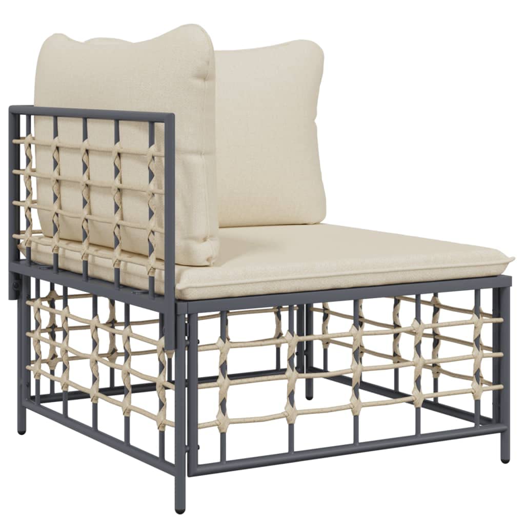 vidaXL Anthracite Poly Rattan Modular Patio Lounge Set// 7-Piece Outdoor Sofa Set with Cushions//Weather-Resistant Garden Furniture